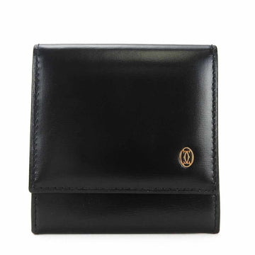 CARTIER coin case purse Pasha square L3000205 black calf leather ladies