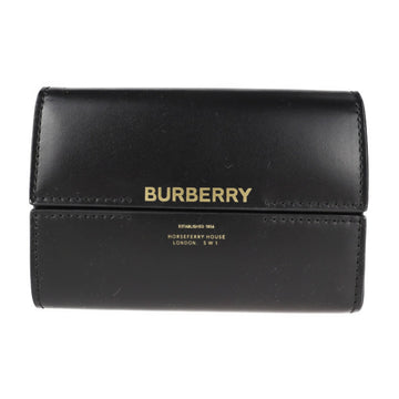 Burberry tri-fold wallet 8011472 leather black compact