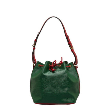 LOUIS VUITTON Epi Petit Noe Bicolor Shoulder Bag M44147 Borneo Green Castilian Red Leather Women's