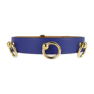 HERMES Mini Dog Anaud Bracelet 071680CK Notation Size T3 Leather Blue