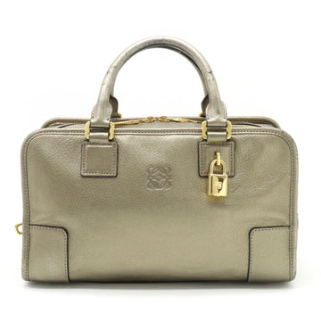 LOEWE Amazona 28 Anagram Handbag Boston Leather Metallic Dark Gold
