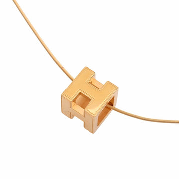 HERMES H Cube Cage Do Ash Necklace Gold Ladies