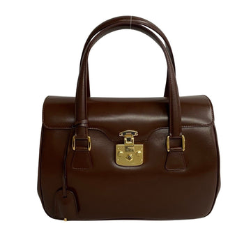 GUCCI Old Ladylock Hardware Calf Leather Handbag Brown 49077