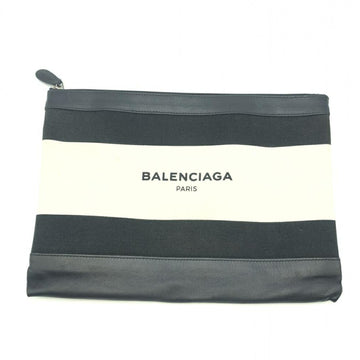 BALENCIAGA Canvas Clutch Bag Black White