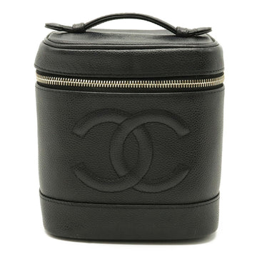 Chanel Caviar Skin Vanity Bag Handbag Cocomark Leather Black A01998