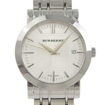 BURBERRY B1350 stainless steel quartz analog display men's silver dial watch