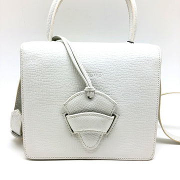 LOEWE 2WAY Handbag Barcelona Leather White Logo Made in Spain Women's Shoulder Bag Top Handle