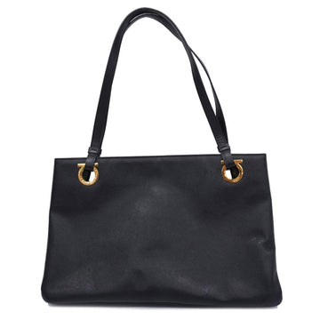 SALVATORE FERRAGAMO Tote Bag Gancini Leather Black Gold Hardware Women's