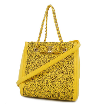 Salvatore Ferragamo Vara 2 Way Bag Women's Leather Yellow