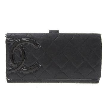 Chanel Cambon Line Double Hook Long Wallet Black/Black A46643 With Seal 14th Series Boutique Cocomark Logo