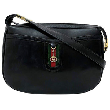 Gucci Shoulder Bag Black Sherry Leather GUCCI Old GG Interlocking Women's Web Stripe