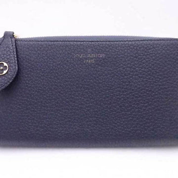 LOUIS VUITTON L-shaped zipper long wallet / taurillon leather navy gold unisex