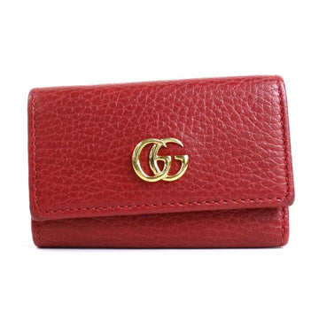 GUCCI Key Case GG Marmont Leather Red Unisex 456118