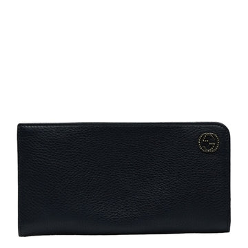 GUCCI Interlocking G L-shaped long wallet 308787 Navy Leather Women's