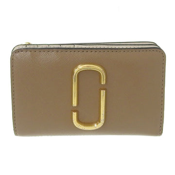 MARC JACOBS SNAP SHOT L-shaped zipper bi-fold wallet leather beige M0014281
