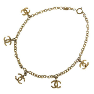 Chanel coco mark 5 row chain necklace choker gold metal