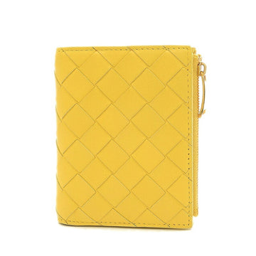 Bottega Veneta Intrecciato Bi-Fold Wallet Lambskin Yellow 608059