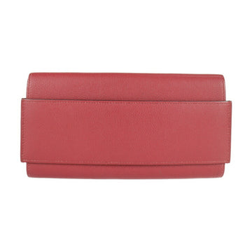 HERMES Passan Long Wallet Ever Color Rouge Grena Red Bifold X Engraved