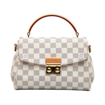 LOUIS VUITTON Damier Azur Croisette Handbag Shoulder Bag N41581 White PVC Leather Women's
