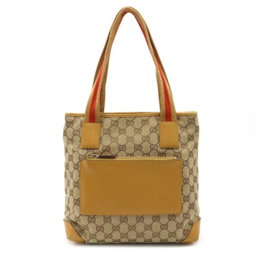 Gucci GG Canvas Sherry Line Tote Bag Shoulder Leather Khaki Beige Light Camel Orange 019.0402