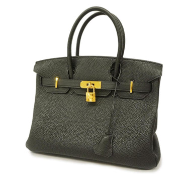 HERMES Handbag Birkin 30 M Engraved Taurillon Clemence Black Ladies