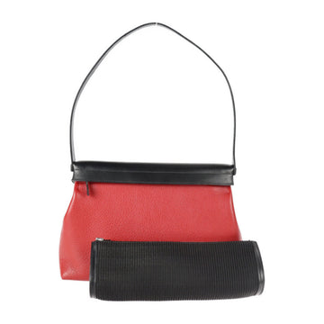 HERMES Yo Bag Handbag Buffle Boxcalf Red Series Black Silver Hardware One Shoulder with Pouch