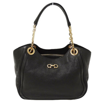 SALVATORE FERRAGAMO Bag Women's W Gancini Handbag Leather Black Gold