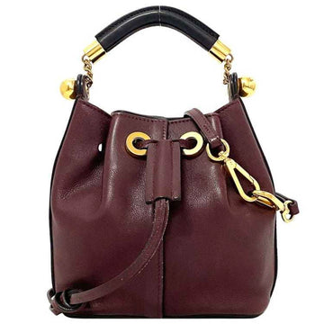 CHLOE  Shoulder Bag Wine Red 2way Leather Handbag Ladies