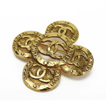 CHANEL coco mark brooch flower plated gold accessory box accessories