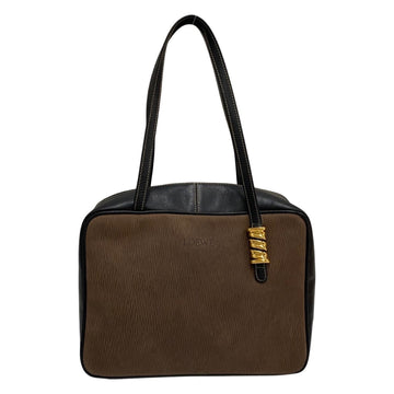 LOEWE Velasquez Twist Hardware Leather Genuine Mini Boston Bag Handbag Brown Black