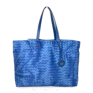 BOTTEGA VENETA Bag Intrecciolusion Medium Tote Blue Men's Women's Nylon x Leather 299875 BOTTEGAVENETA