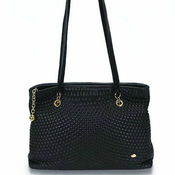 BALLY Quilted Women's Tote Bag Leather Gold Hardware Shoulder Black Everyday Use shoulder tote bag leather black