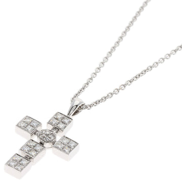 BVLGARI Lucia Latin Cross Diamond Necklace K18 White Gold Women's