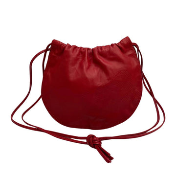 LOEWE Vintage Anagram Logo Embossed Leather Genuine Drawstring Mini Shoulder Bag Crossbody Red