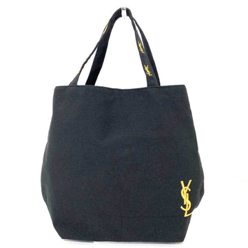 SAINT LAURENT Bag Perfume Tote Black Handbag YSL Embroidery Ladies Canvas SAINTLAURENT