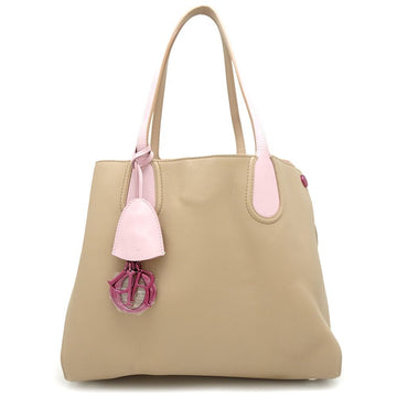 CHRISTIAN DIOR Addict M0832 Tote Bag Leather Beige Pink 350540
