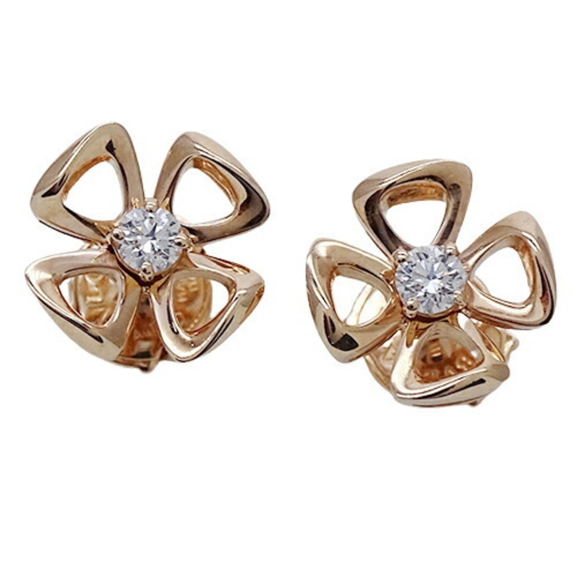 Bvlgari Earrings Women's Flower Diamond 750PG Pink Gold Fiorever