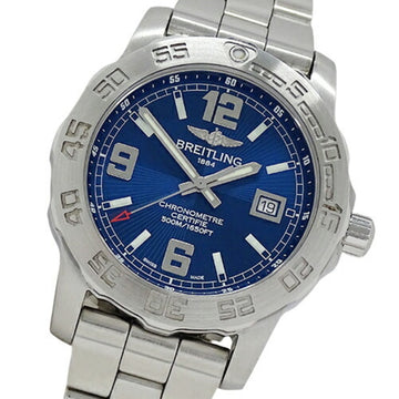 BREITLING Colt 44 A74387 watch men's date quartz stainless steel SS silver blue polished