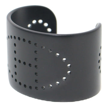 HERMES Bangle Bracelet Cuff Accessory Black T2 Evelyn Punching Logo Aluminum