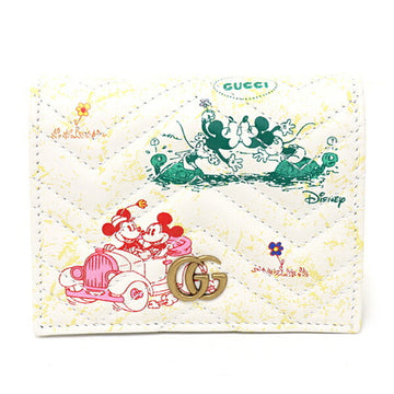 GUCCI x Disney  GG Marmont Card Case Wallet Bifold Compact Double G Mickey Minnie Leather 616768 White Multicolor Gold Hardware