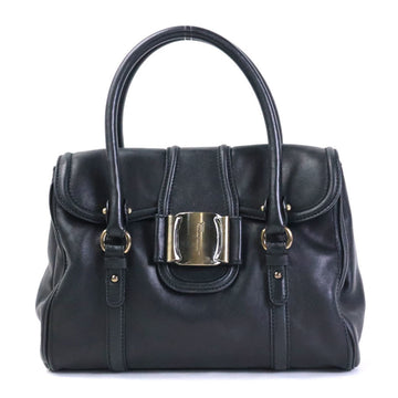 SALVATORE FERRAGAMO Handbag Valara Ribbon Leather Black Ladies