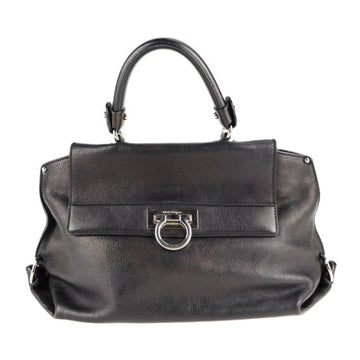 SALVATORE FERRAGAMO handbag 21 A896 leather black silver metal fittings 2way shoulder bag