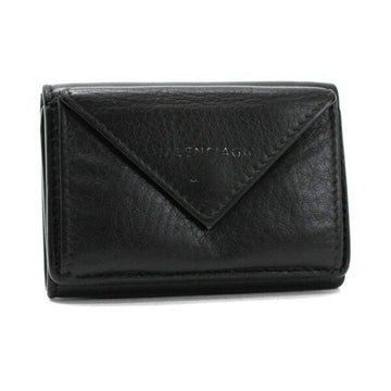 Balenciaga Paper Mini Wallet Tri-Fold Black Leather BALENCIAGA Ladies