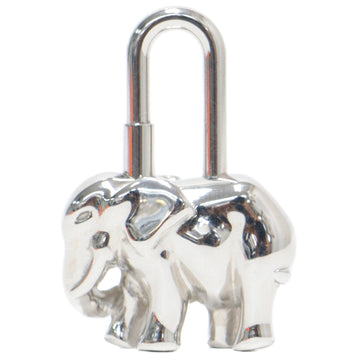 HERMES Charm Keychain Accessory Pendant Top Silver Elephant Cadena Padlock Exotisme