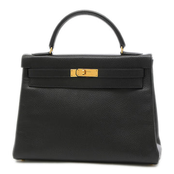 Hermes Kelly 32 Inner Stitch Ardennes Black A Engraved Handbag