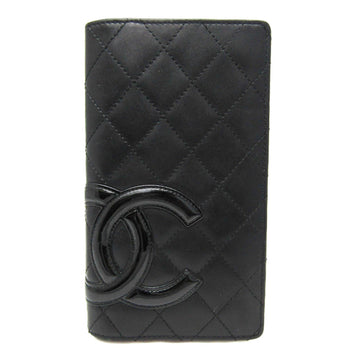 CHANEL Cambon A26717 Women's Enamel Leather Long Wallet [bi-fold] Black
