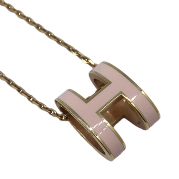 HERMES Pop Ash Necklace H Gold Pink GP Neck Fashion Accessory Ladies