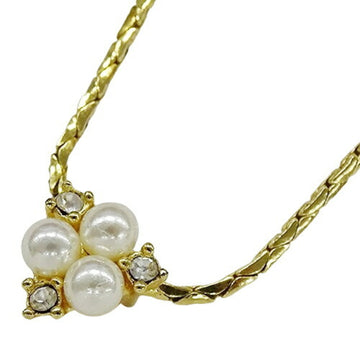 CHRISTIAN DIOR Necklace Women's Brand GP Rhinestone Pearl Style Gold