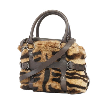 Salvatore Ferragamo 2WAY Bag Women's Fur Handbag,Shoulder Bag Brown