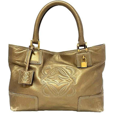 LOEWE Handbag Gold Anagram 311.54.028 Leather GP Tote Bag Key Stitch Embroidery Ladies